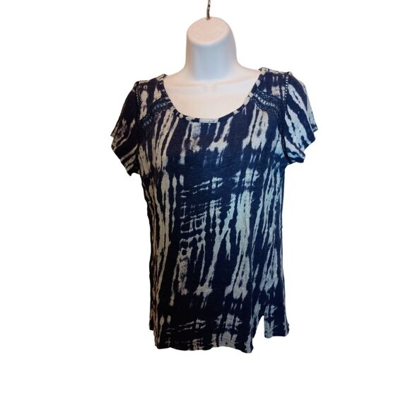 French Laundry Tops - Women's French Laundry Navy Tie-Dye Blue Shirt Sz. S RN# 63619